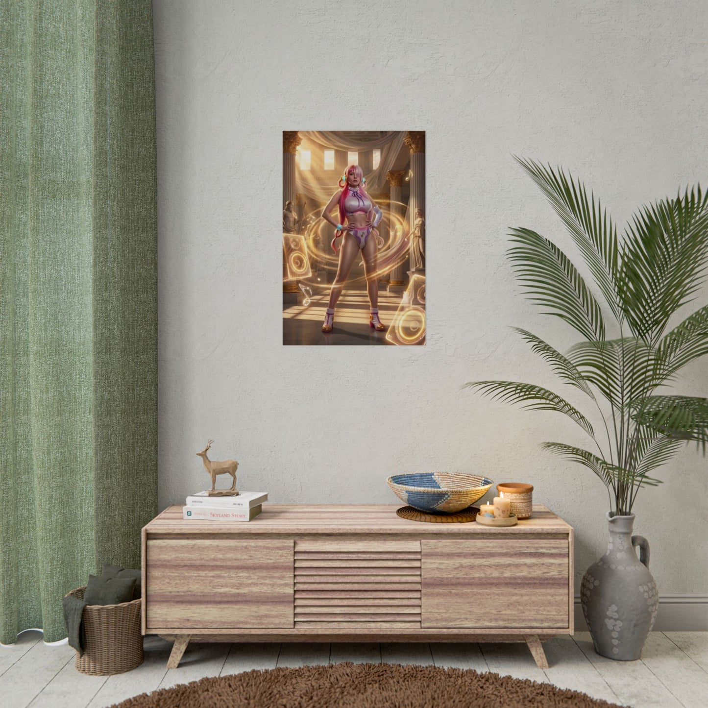 Uta Poster / Uta Wall Art / Uta Art Print / One Piece Poster showcasing Uta amid glowing musical energy and dramatic idol-style lighting