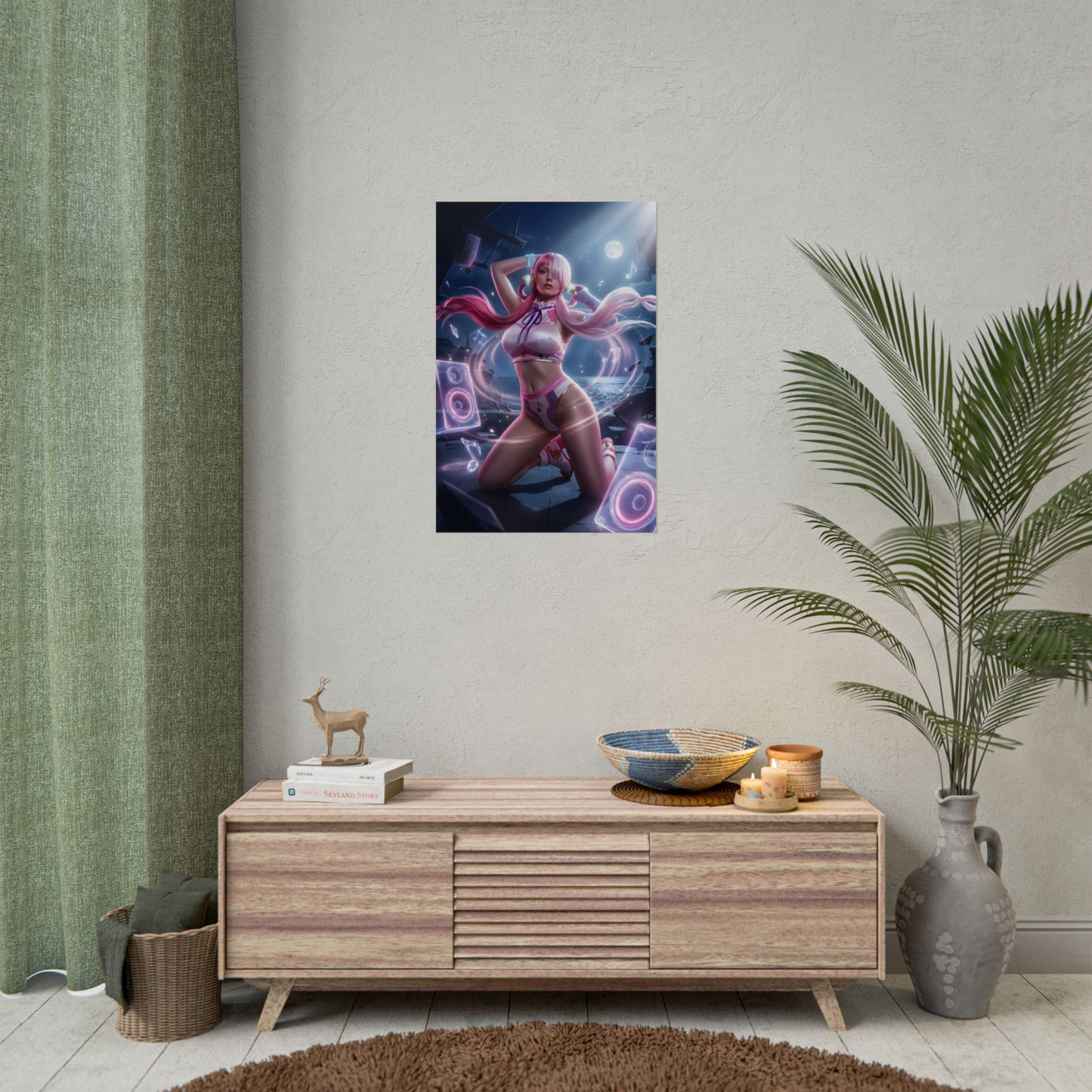 Uta Poster / Uta Wall Art / Uta Art Print / One Piece Poster - dynamic Uta performance art print with glowing sound motifs