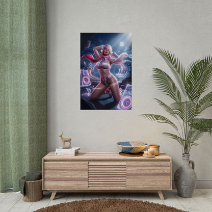 Uta Poster / Uta Wall Art / Uta Art Print / One Piece Poster - vibrant Uta performance art print with glowing speakers and motion effects