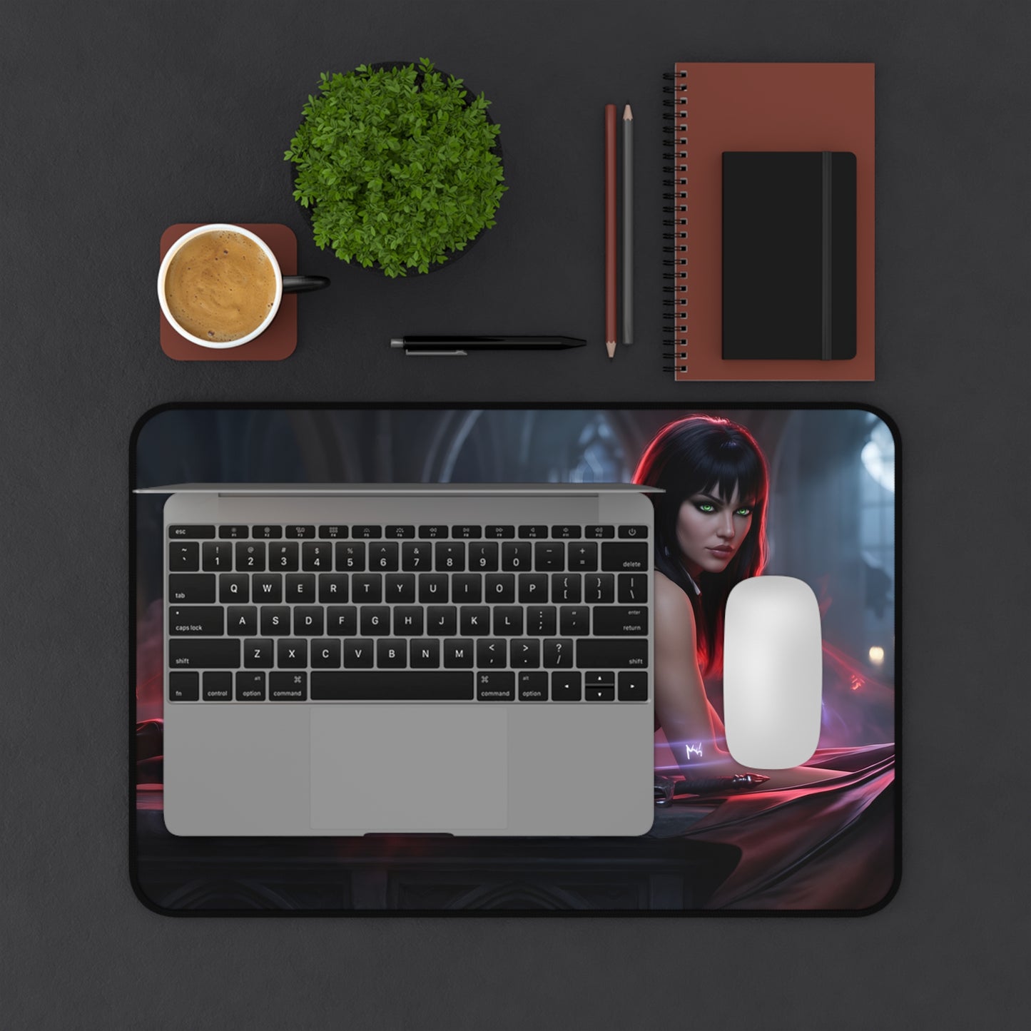 Vampirella Mouse Pad – Horror Fantasy Gaming Mouse Pad, Stylish Gamer Desk Decor showing dark Vampirella artwork on gaming desk