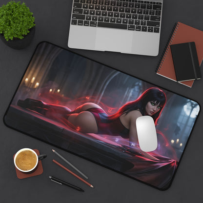 Vampirella Mouse Pad – Horror Fantasy Gaming Mouse Pad, Stylish Gamer Desk Decor showing Vampirella artwork on a gaming desk mouse pad