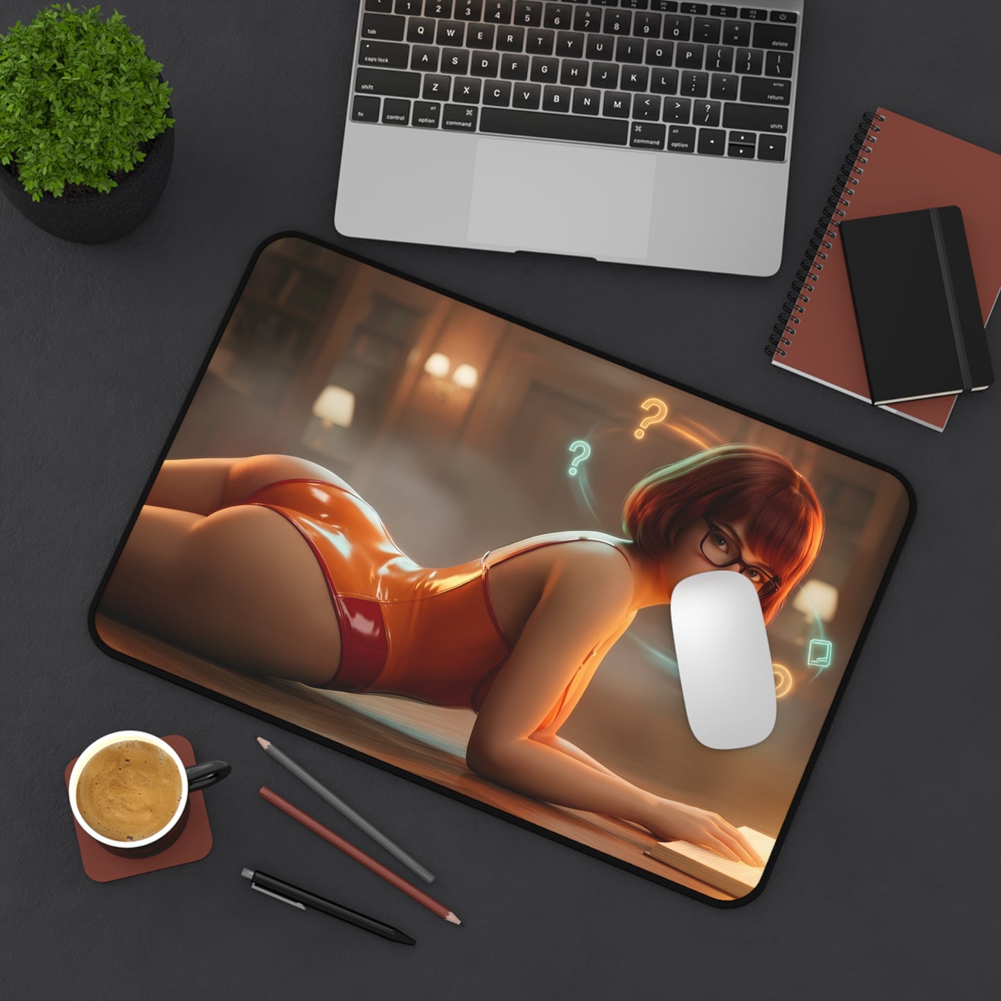 Velma Mouse Pad – Scooby-Doo Gaming Mouse Pad, Stylish Gamer Desk Decor featuring Velma artwork on a gaming desk mouse pad