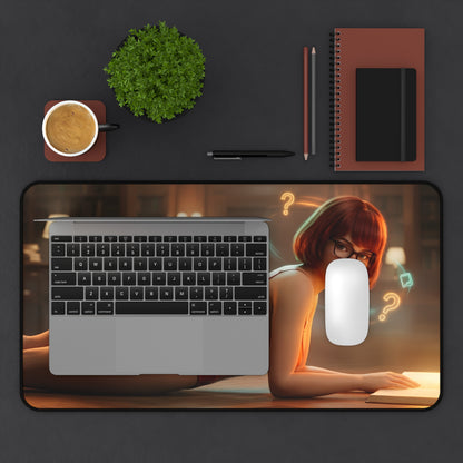 Velma Mouse Pad – Scooby-Doo Gaming Mouse Pad, Stylish Gamer Desk Decor showing Velma artwork on a large gaming desk mouse pad with laptop and mouse