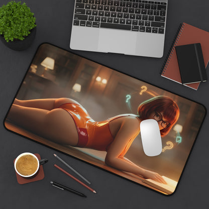 Velma Mouse Pad – Scooby-Doo Gaming Mouse Pad, Stylish Gamer Desk Decor showing Velma artwork on large gaming desk pad with smooth tracking and non-slip bottom