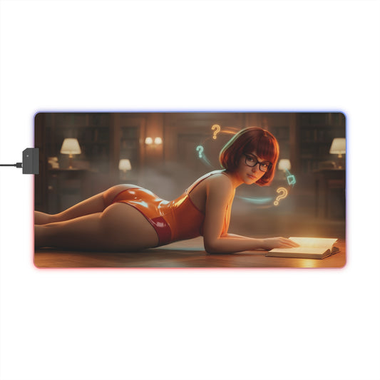 Velma RGB Mouse Pad – Scooby-Doo LED Illuminated Desk Mat, Gamer Room Decor featuring Velma-inspired character on illuminated extended gaming desk mat