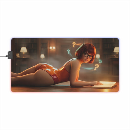 Velma RGB Mouse Pad – Scooby-Doo LED Illuminated Desk Mat, Gamer Room Decor featuring stylized Velma artwork, RGB edge lighting, non-slip large desk mat