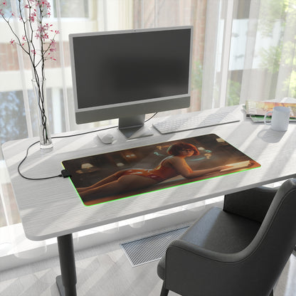 Velma RGB Mouse Pad – Scooby-Doo LED Illuminated Desk Mat, Gamer Room Decor on modern desk with RGB edge lighting and non-slip base