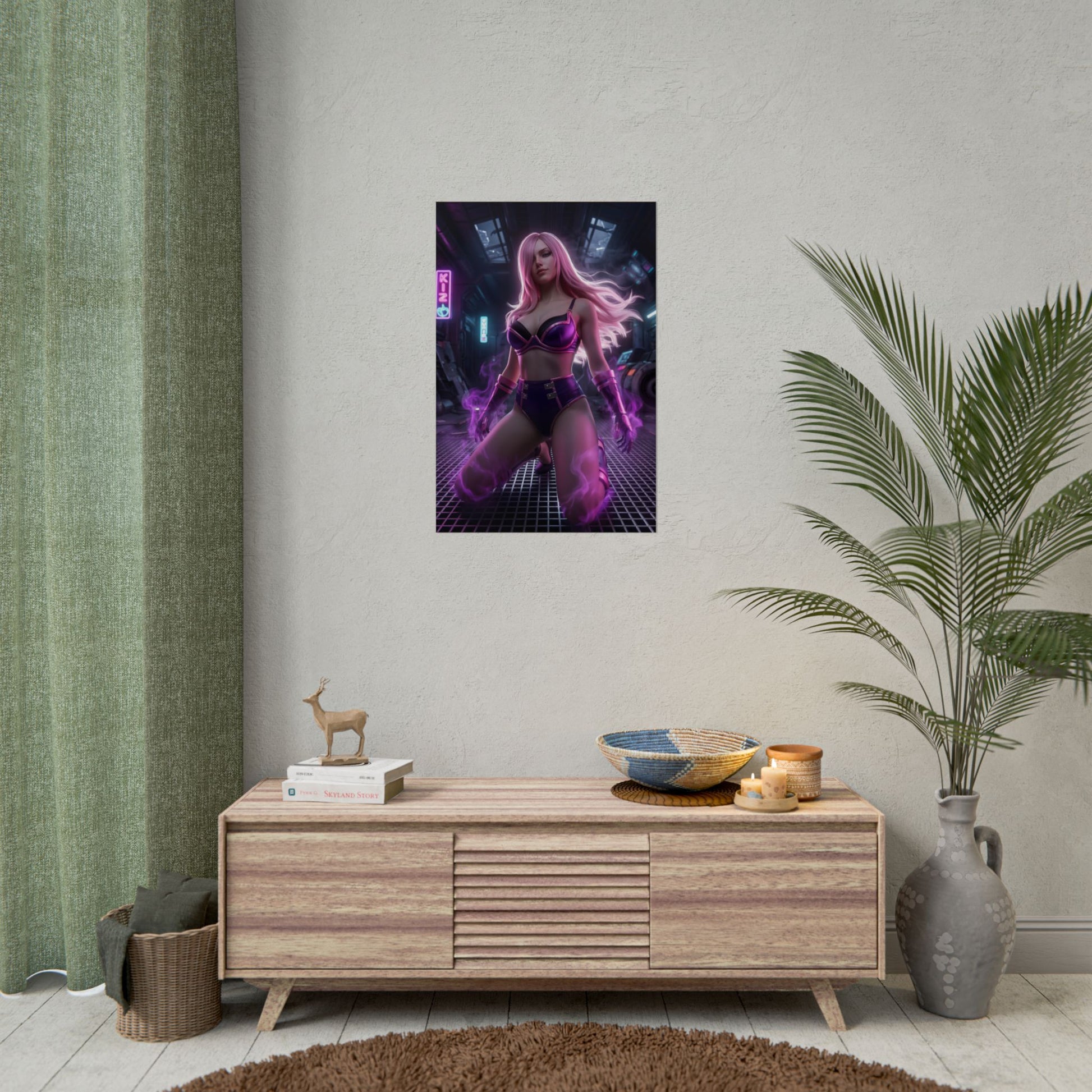 Vinsmoke Reiju Poster / Vinsmoke Reiju Wall Art / Vinsmoke Reiju Art Print / One Piece Poster showcasing dramatic nighttime anime warrior princess