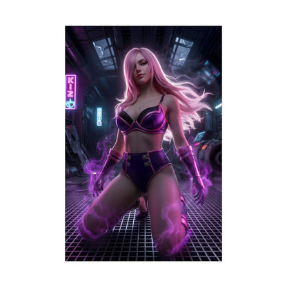 Vinsmoke Reiju Poster / Vinsmoke Reiju Wall Art / Vinsmoke Reiju Art Print / One Piece Poster - dramatic nighttime anime wall art of Vinsmoke Reiju with glowing pink energy