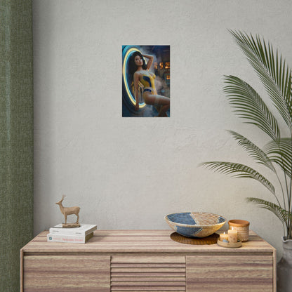 Fallout Vault Pin-Up Poster / Fallout Pin-Up Wall Art / Fallout Pin-Up Art Print / Fallout Poster - retro pin-up woman leaning on vault doorway