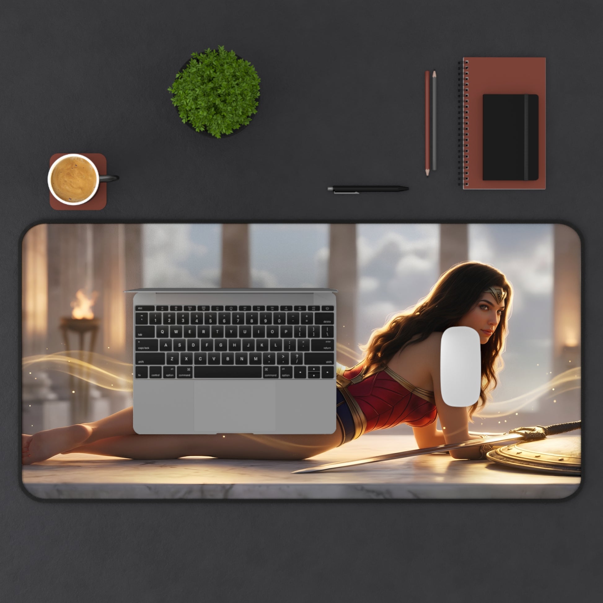 Wonder Woman Mouse Pad – DC Comics Gaming Mouse Pad, Stylish Gamer Desk Decor featuring Wonder Woman artwork on a large gaming desk mat