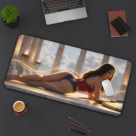 Wonder Woman Mouse Pad – DC Comics Gaming Mouse Pad, Stylish Gamer Desk Decor featuring reclining Wonder Woman art on a premium gaming desk pad