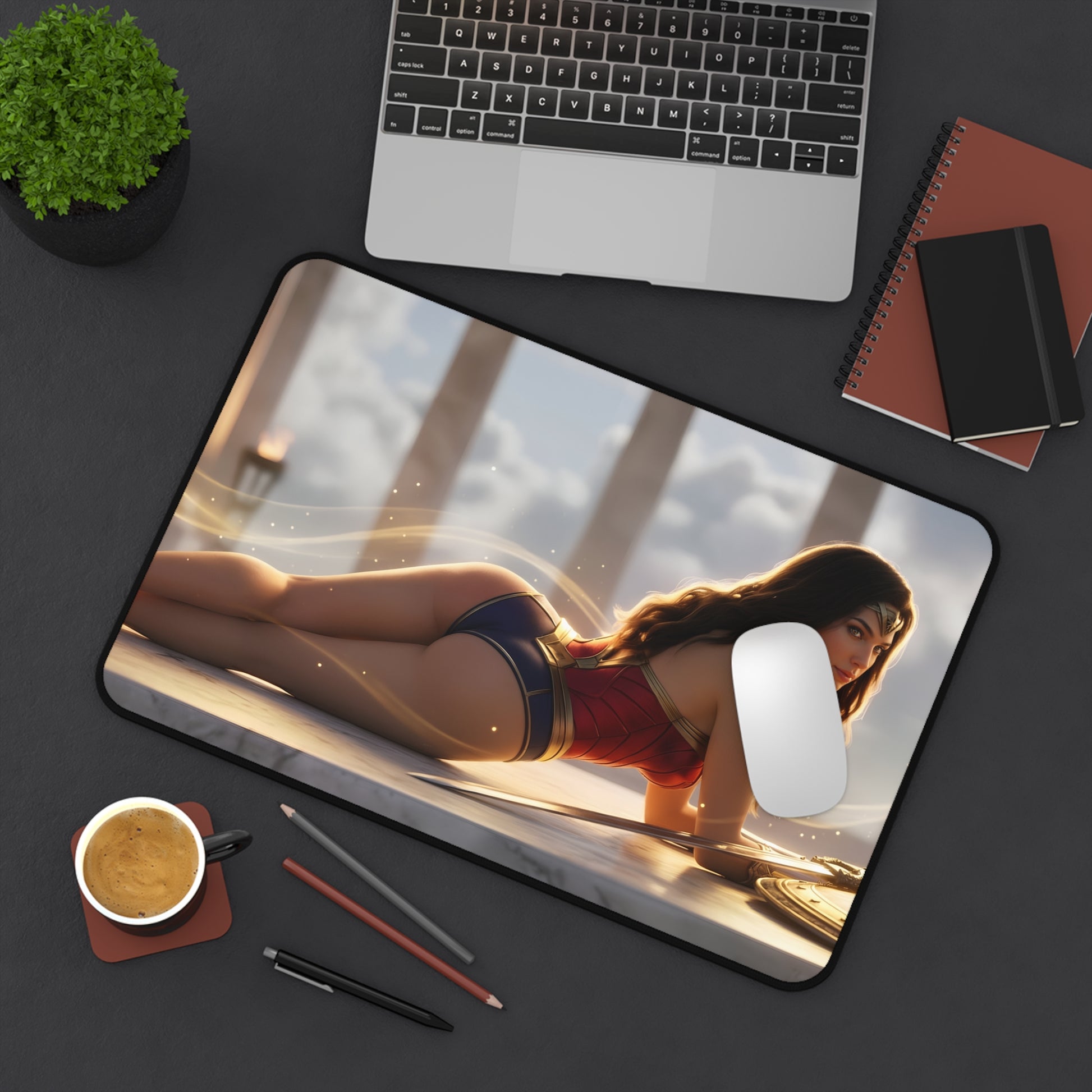 Wonder Woman Mouse Pad – DC Comics Gaming Mouse Pad, Stylish Gamer Desk Decor featuring reclining heroine art on a premium gaming desk pad