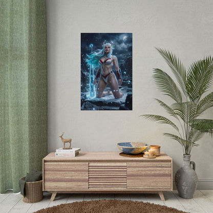 Yamato Poster / Yamato Wall Art / Yamato Art Print / One Piece Poster - dramatic Yamato warrior in icy landscape, bold silhouette and epic anime energy