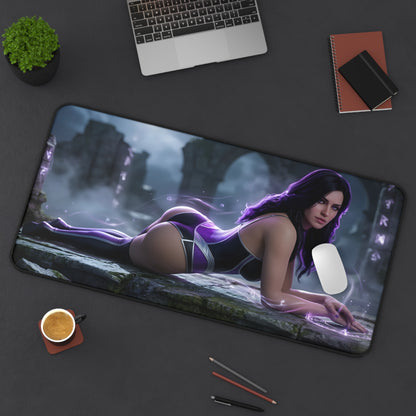 Yennefer Mouse Pad – Fantasy Sorceress Gaming Mouse Pad, Stylish Gamer Desk Decor showcasing purple-haired sorceress artwork on a large premium gaming desk mat