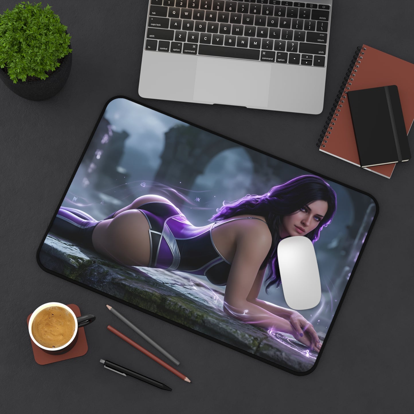 Yennefer Mouse Pad – Fantasy Sorceress Gaming Mouse Pad, Stylish Gamer Desk Decor featuring sorceress artwork on a premium stitched gaming mouse pad