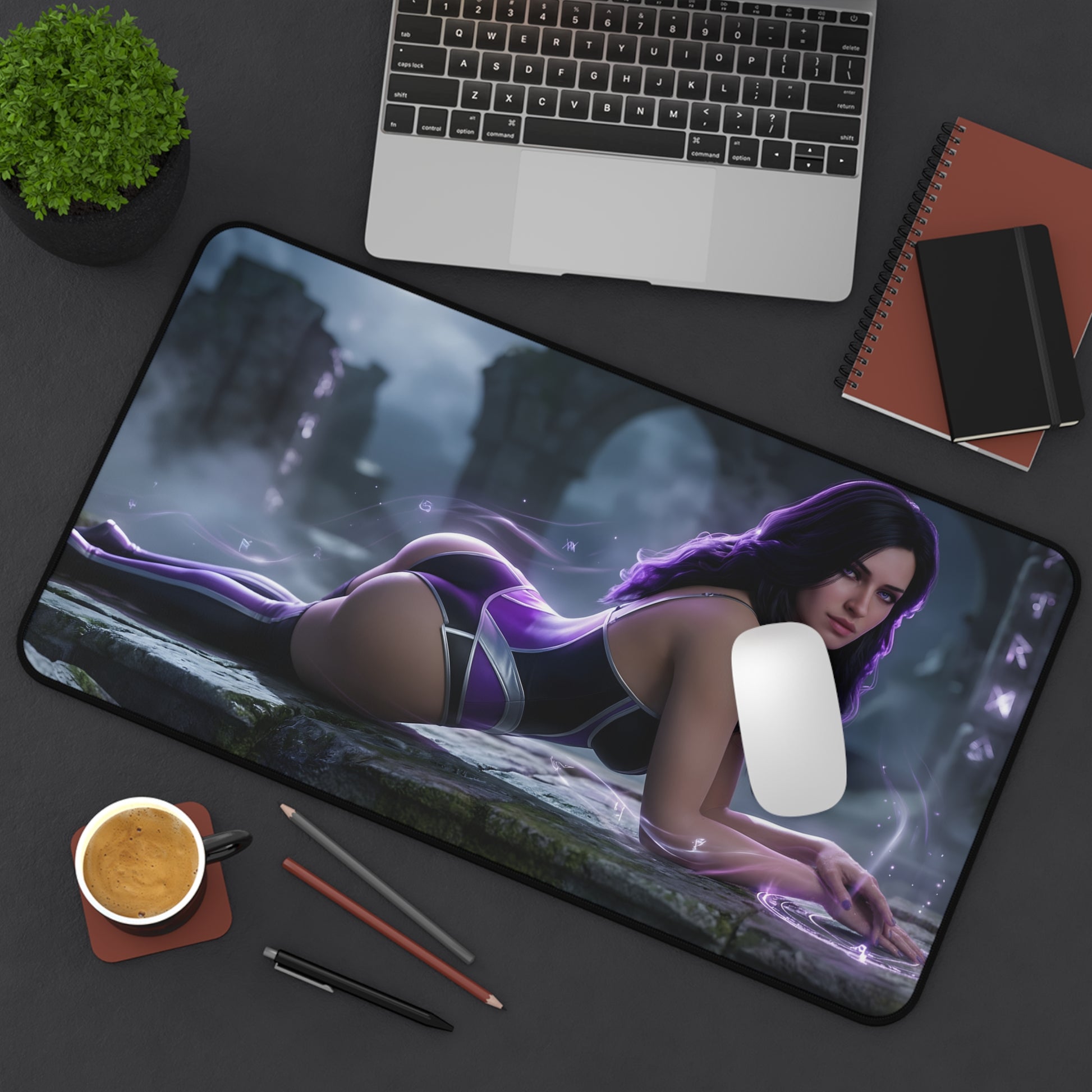 Yennefer Mouse Pad – Fantasy Sorceress Gaming Mouse Pad, Stylish Gamer Desk Decor featuring reclining sorceress artwork on a large gaming desk mat