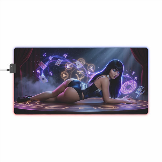 Zatanna RGB Mouse Pad – DC Comics Illuminated Desk Mat, Magic Gamer Setup featuring Zatanna artwork, RGB edge lighting, extended anti-slip desk mat