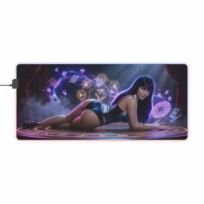 Zatanna RGB Mouse Pad – DC Comics Illuminated Desk Mat, Magic Gamer Setup with reclining Zatanna artwork, RGB edge lighting, extended desk mat