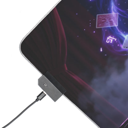 Zatanna RGB Mouse Pad – DC Comics Illuminated Desk Mat, Magic Gamer Setup close-up of illuminated corner and USB connector on extended desk mat